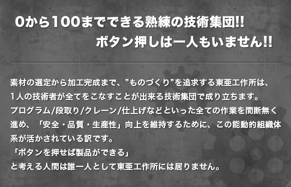 0から100までできる熟練の技術集団!!ボタン押しは一人もいません!!